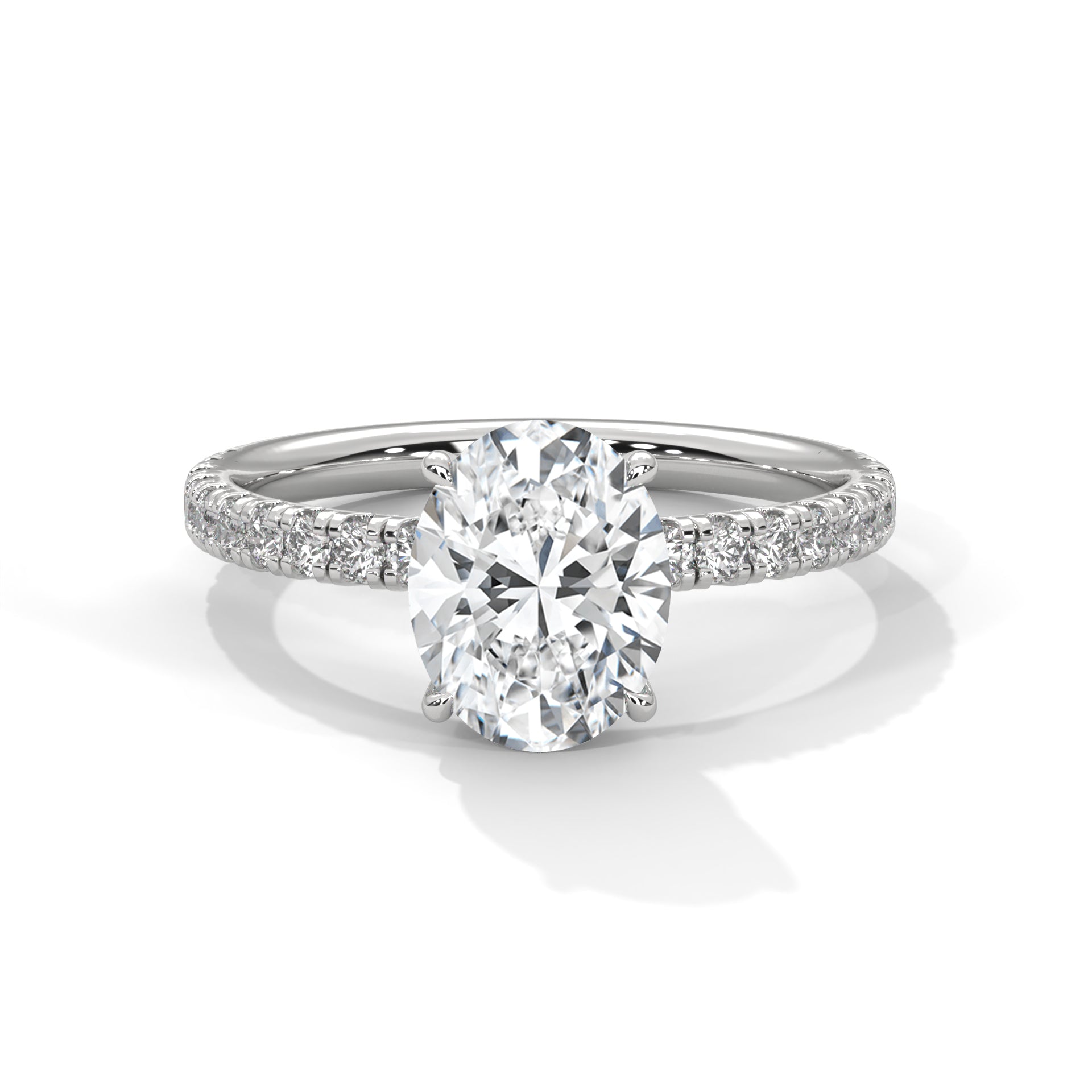 Rose Gold Oval Cut Solitaire Four-Prong Pavé Cathedral Engagement & Anniversary Ring
