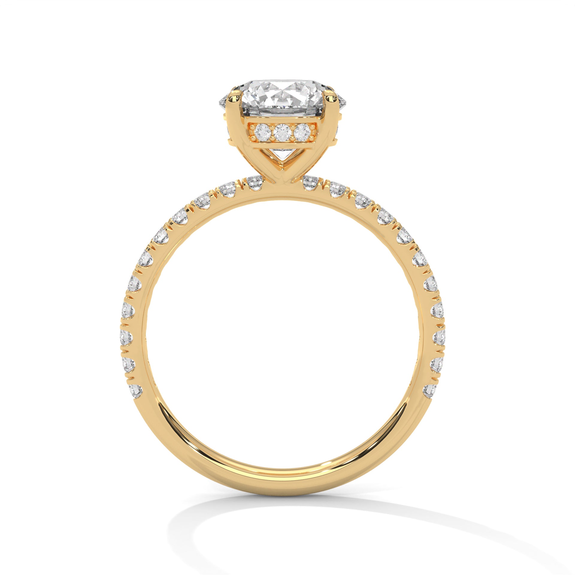 Rose Gold Round Cut Solitaire Hidden Halo Pavé Engagement & Anniversary Ring