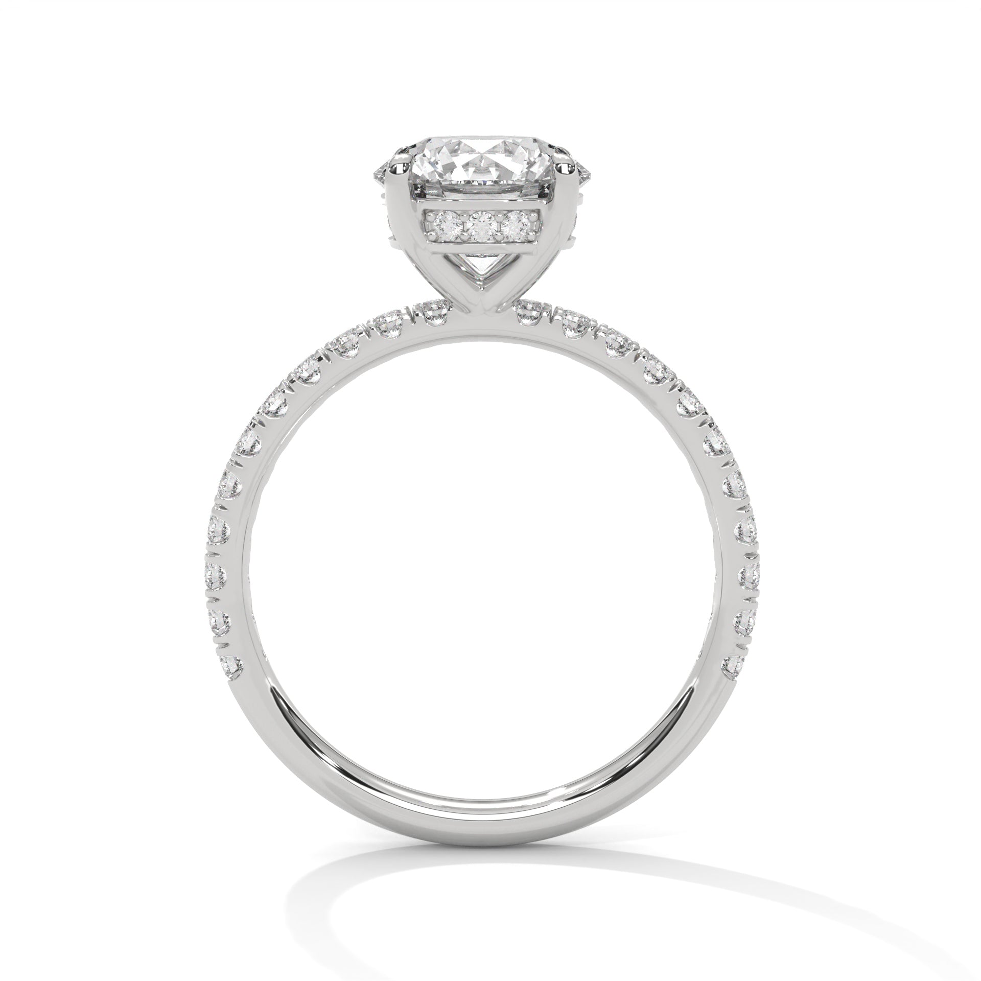 Rose Gold Round Cut Solitaire Hidden Halo Pavé Engagement & Anniversary Ring