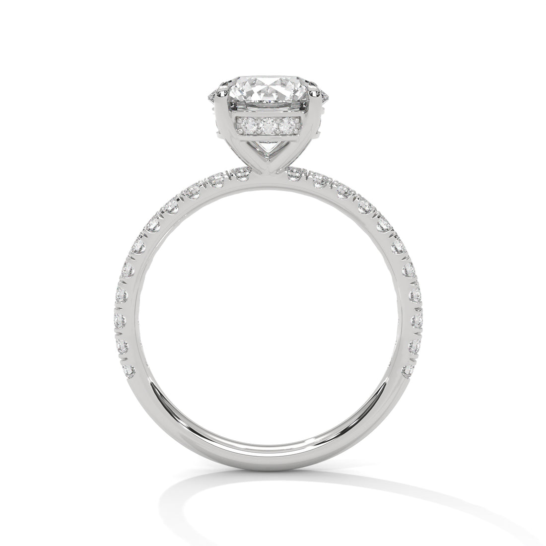 Rose Gold Round Cut Solitaire Hidden Halo Pavé Engagement & Anniversary Ring