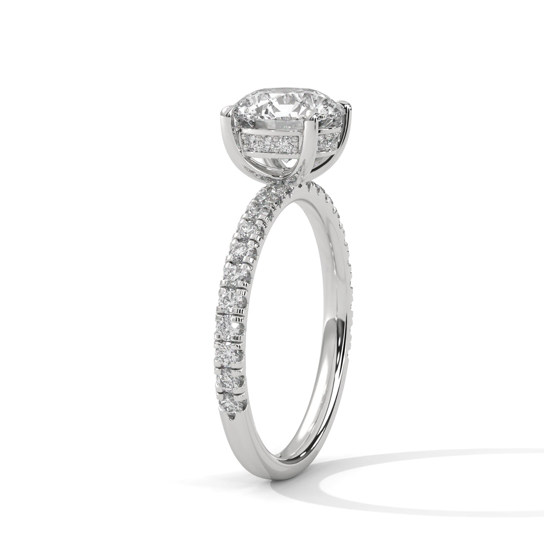 Rose Gold Round Cut Solitaire Hidden Halo Pavé Engagement & Anniversary Ring
