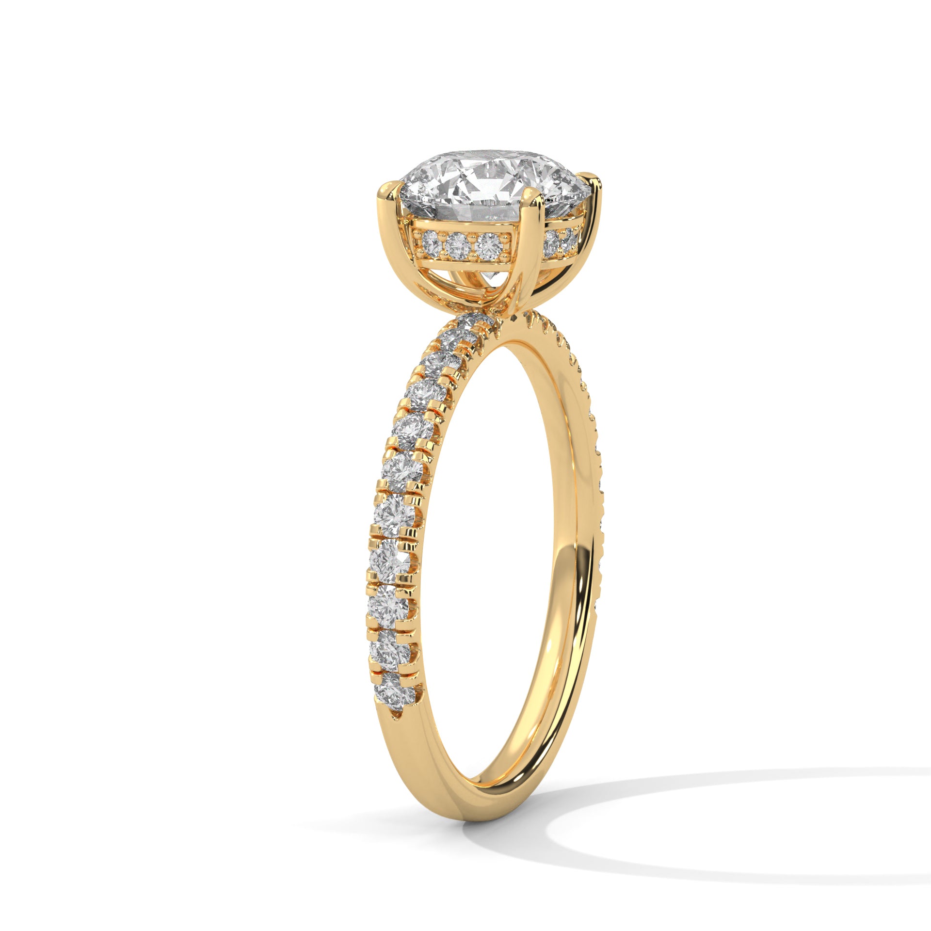 Rose Gold Round Cut Solitaire Hidden Halo Pavé Engagement & Anniversary Ring