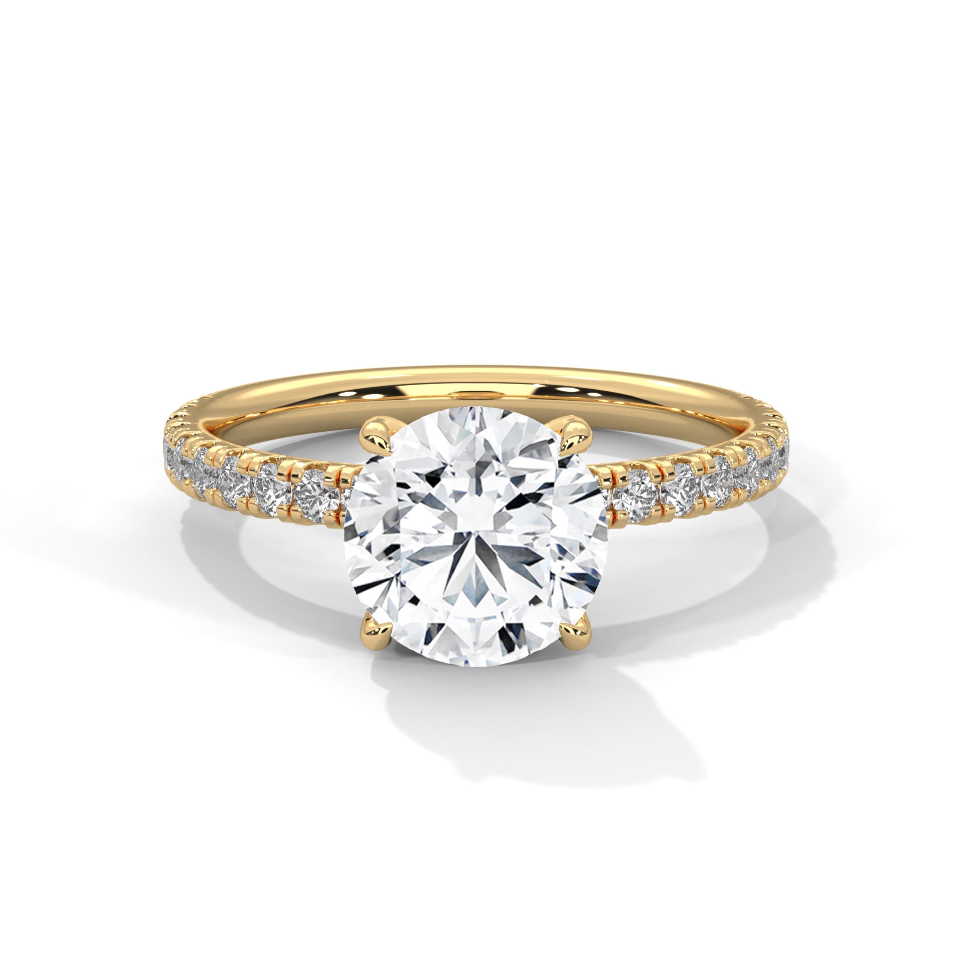 Rose Gold Round Cut Solitaire Hidden Halo Pavé Engagement & Anniversary Ring