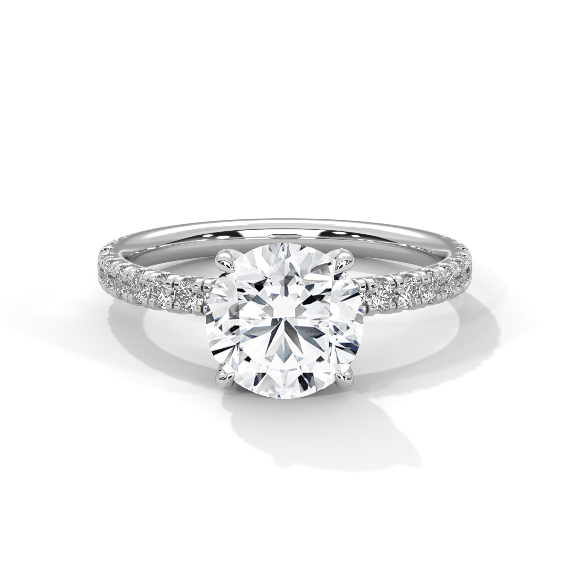 Rose Gold Round Cut Solitaire Hidden Halo Pavé Engagement & Anniversary Ring