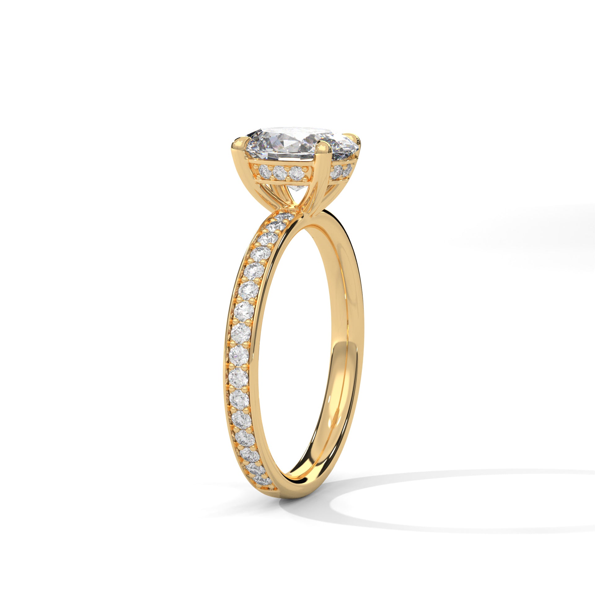 Rose Gold Oval Cut Solitaire Hidden Halo Pavé Engagement & Anniversary Ring