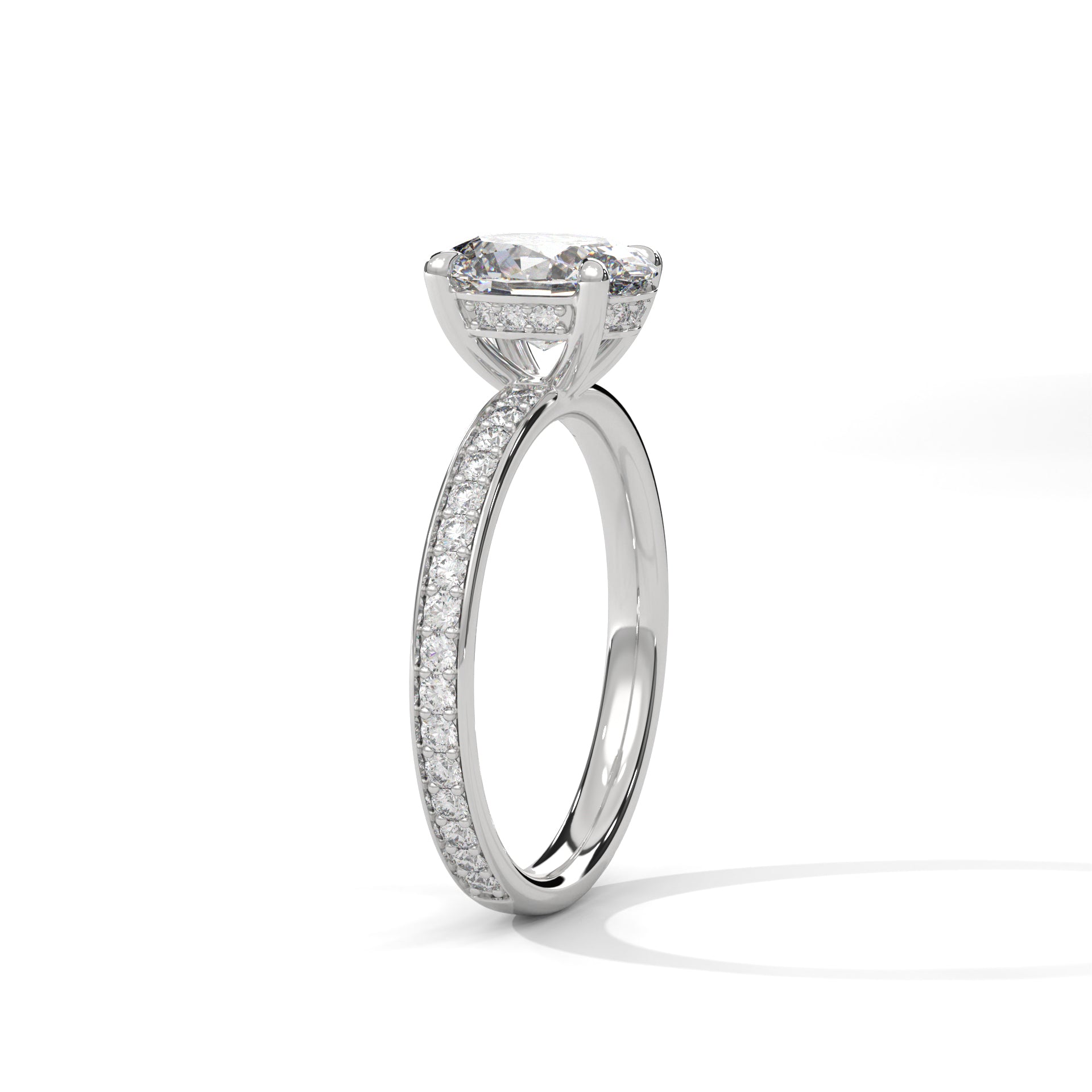 Rose Gold Oval Cut Solitaire Hidden Halo Pavé Engagement & Anniversary Ring