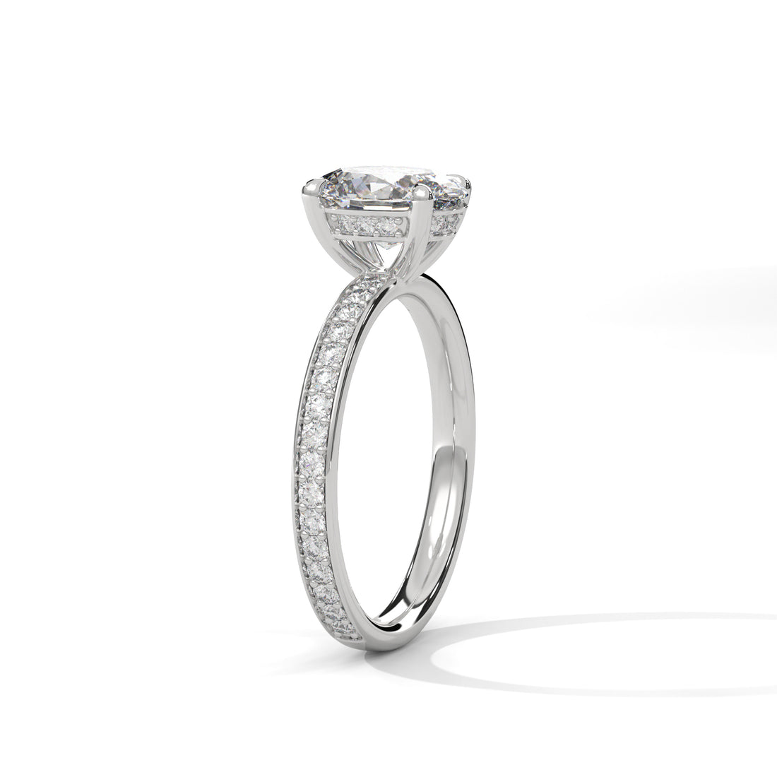 Rose Gold Oval Cut Solitaire Hidden Halo Pavé Engagement & Anniversary Ring
