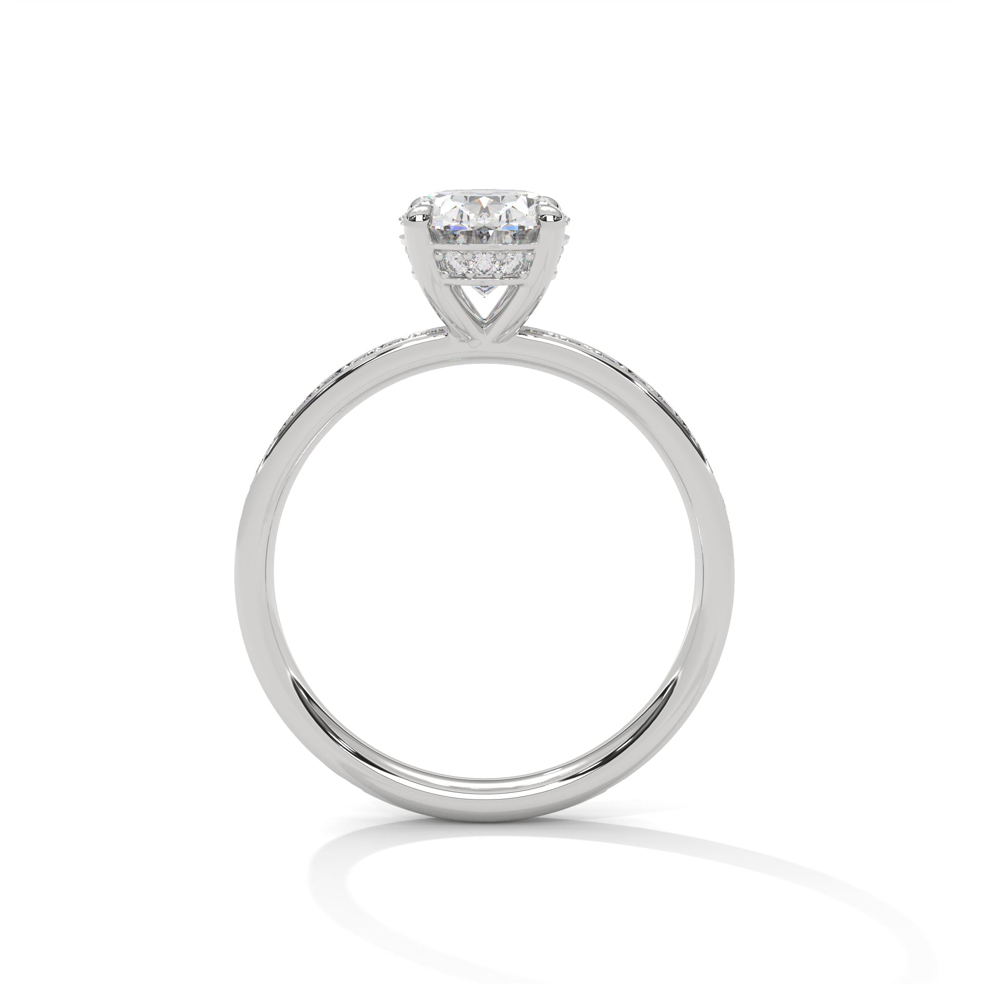 Rose Gold Oval Cut Solitaire Hidden Halo Pavé Engagement & Anniversary Ring