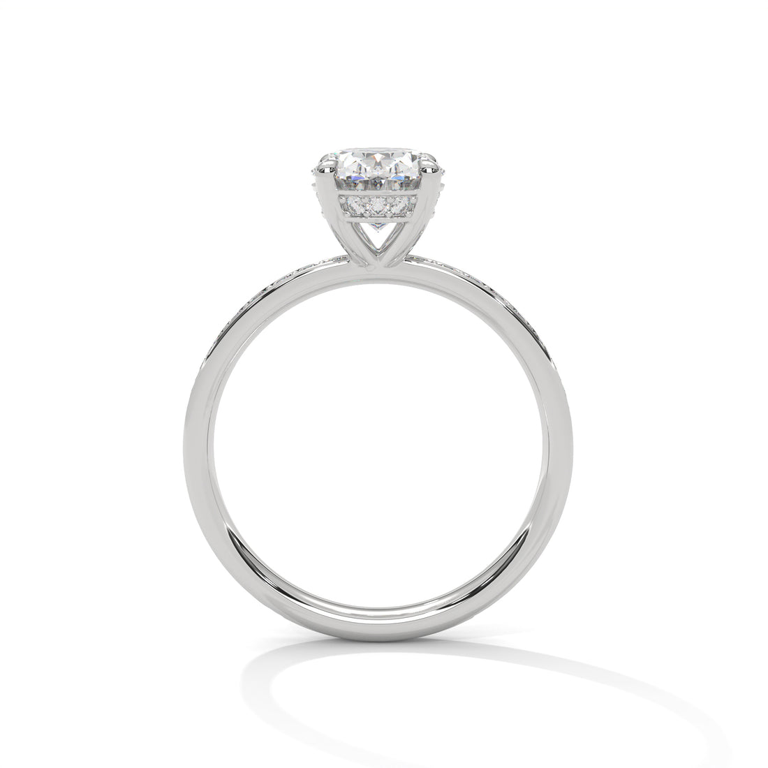 Rose Gold Oval Cut Solitaire Hidden Halo Pavé Engagement & Anniversary Ring