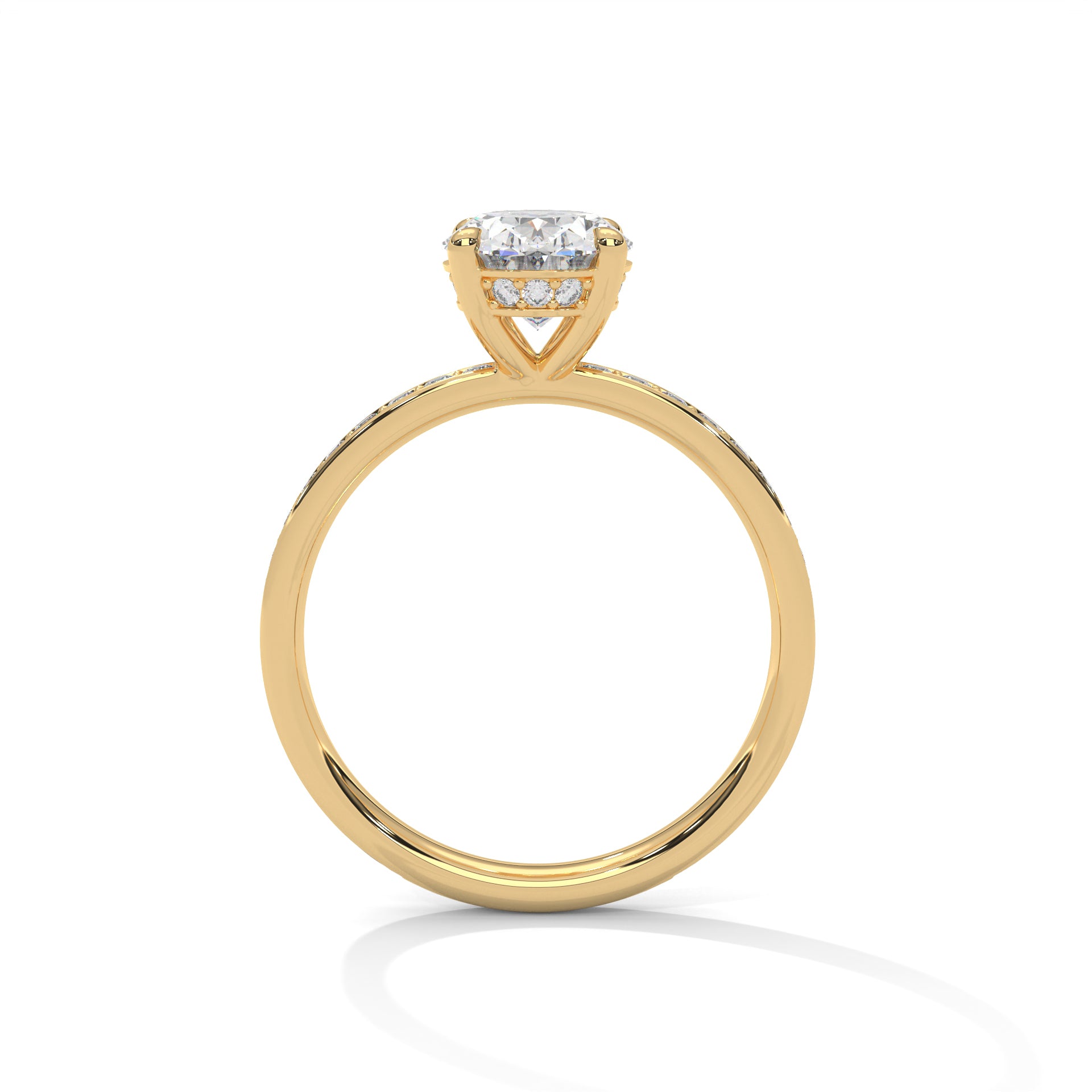 Rose Gold Oval Cut Solitaire Hidden Halo Pavé Engagement & Anniversary Ring