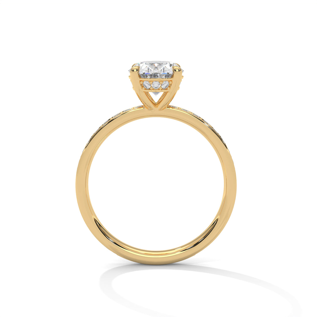 Rose Gold Oval Cut Solitaire Hidden Halo Pavé Engagement & Anniversary Ring