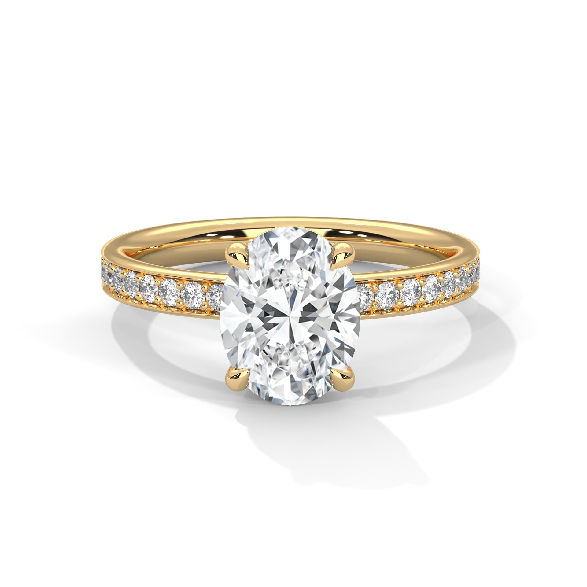 Rose Gold Oval Cut Solitaire Hidden Halo Pavé Engagement & Anniversary Ring