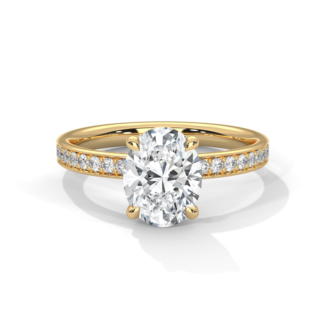 Rose Gold Oval Cut Solitaire Hidden Halo Pavé Engagement & Anniversary Ring
