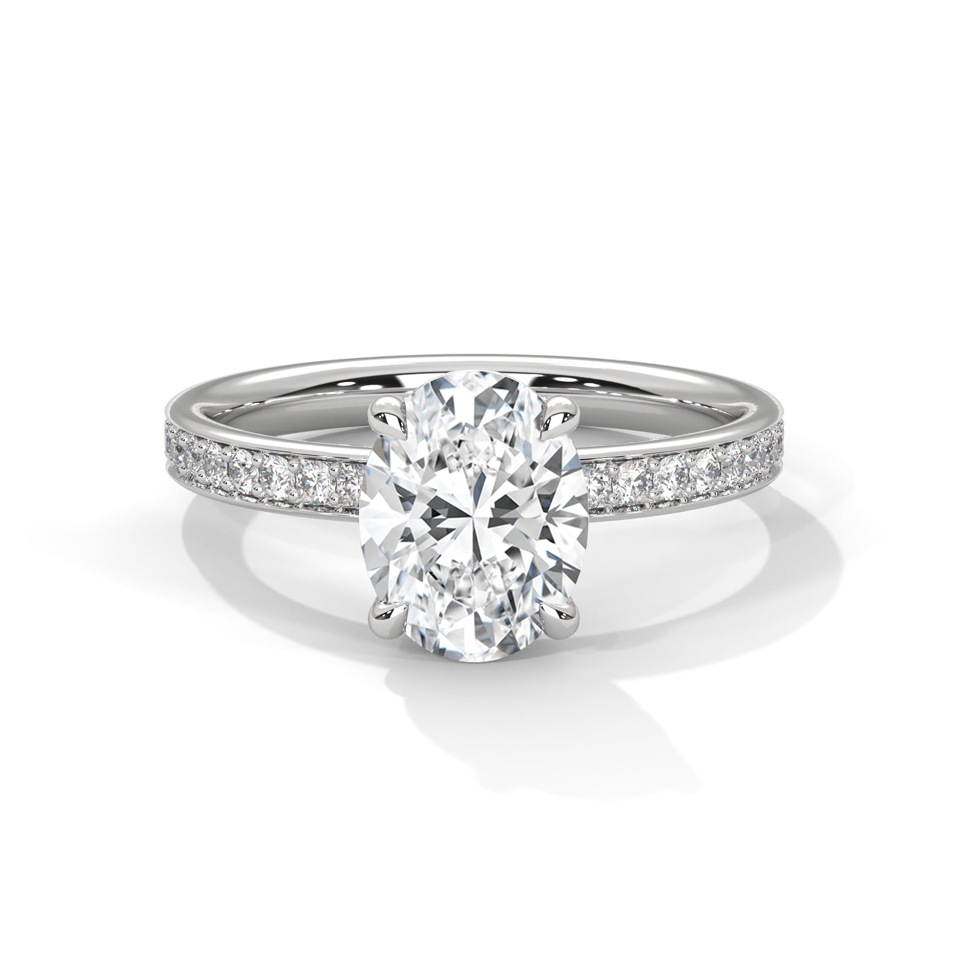 Rose Gold Oval Cut Solitaire Hidden Halo Pavé Engagement & Anniversary Ring