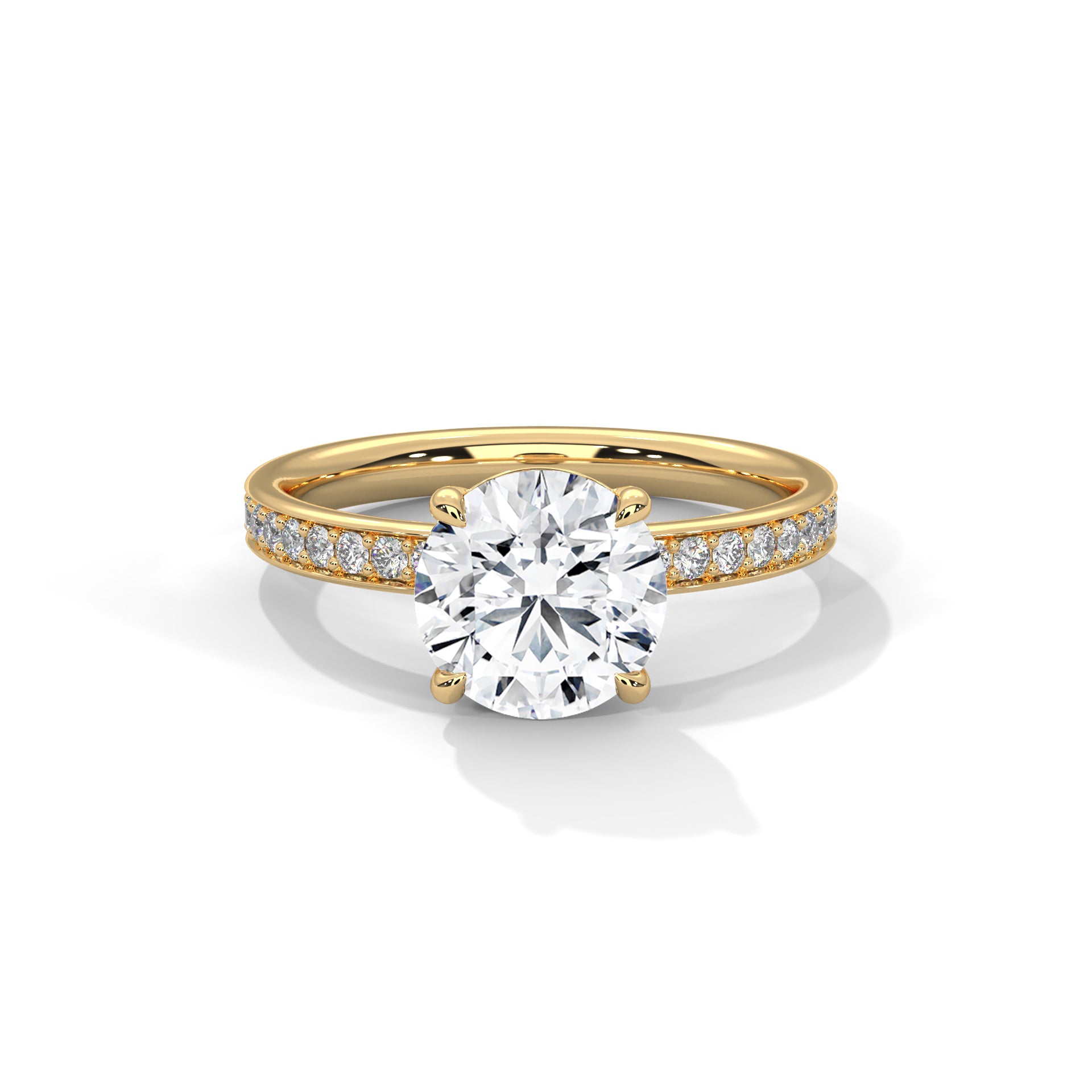 Rose Gold Round Cut Solitaire Hidden Halo Pavé Engagement & Anniversary Ring