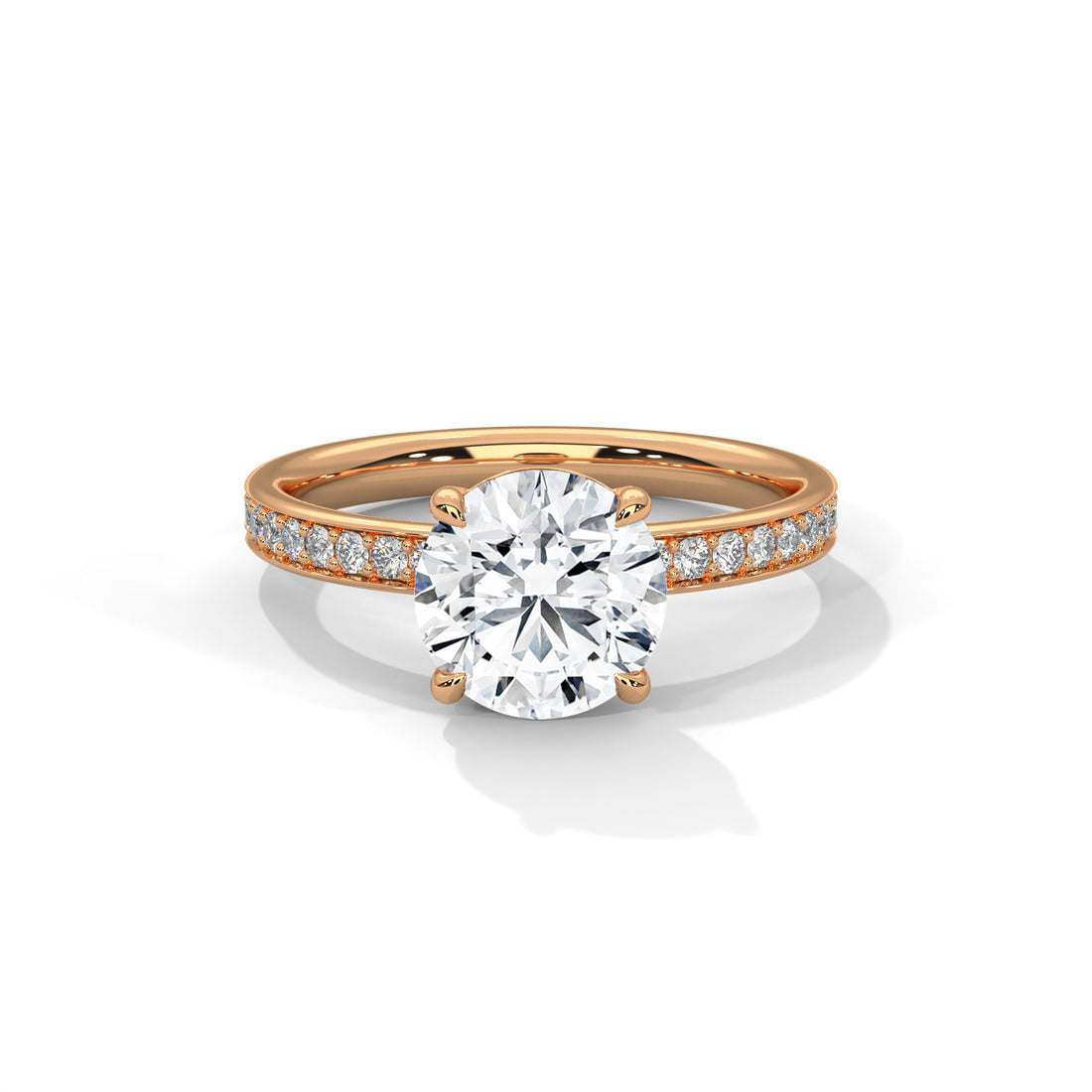 Rose Gold Round Cut Solitaire Hidden Halo Pavé Engagement & Anniversary Ring