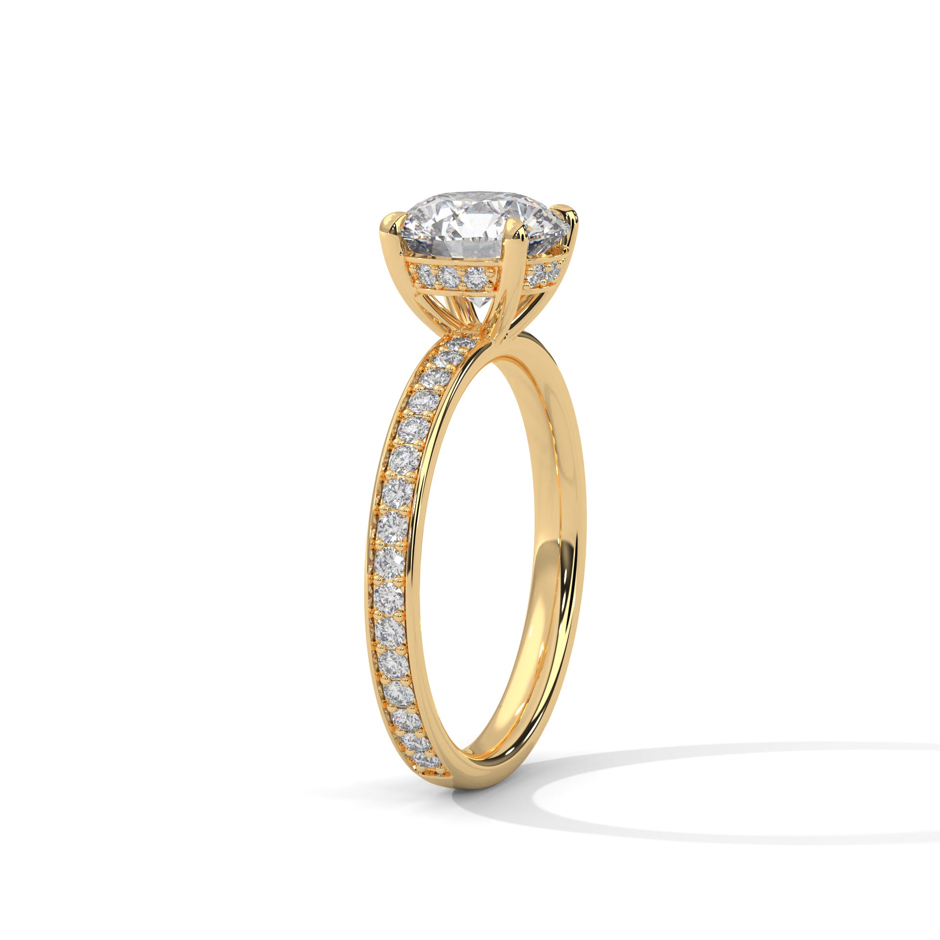 Rose Gold Round Cut Solitaire Hidden Halo Pavé Engagement & Anniversary Ring