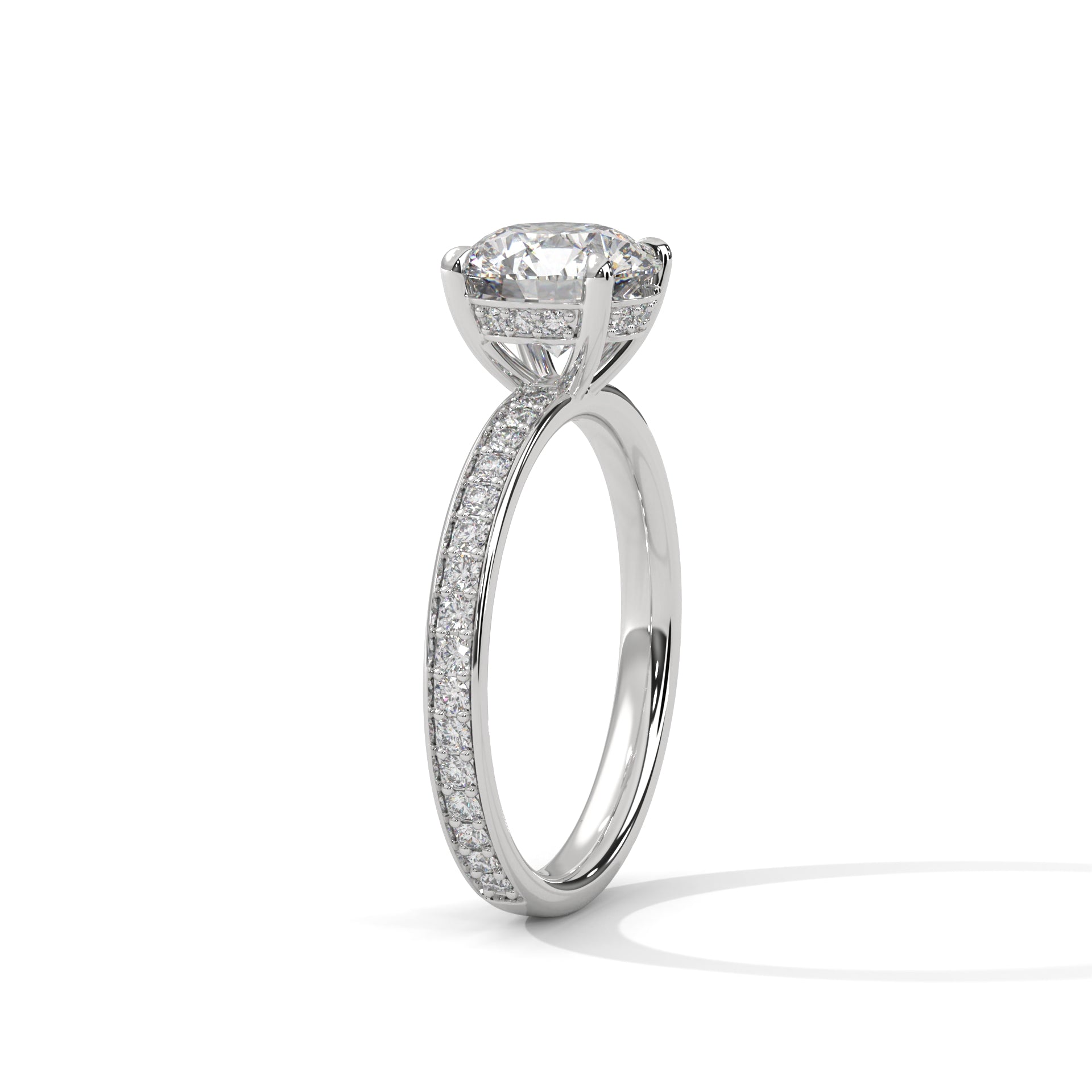 Rose Gold Round Cut Solitaire Hidden Halo Pavé Engagement & Anniversary Ring