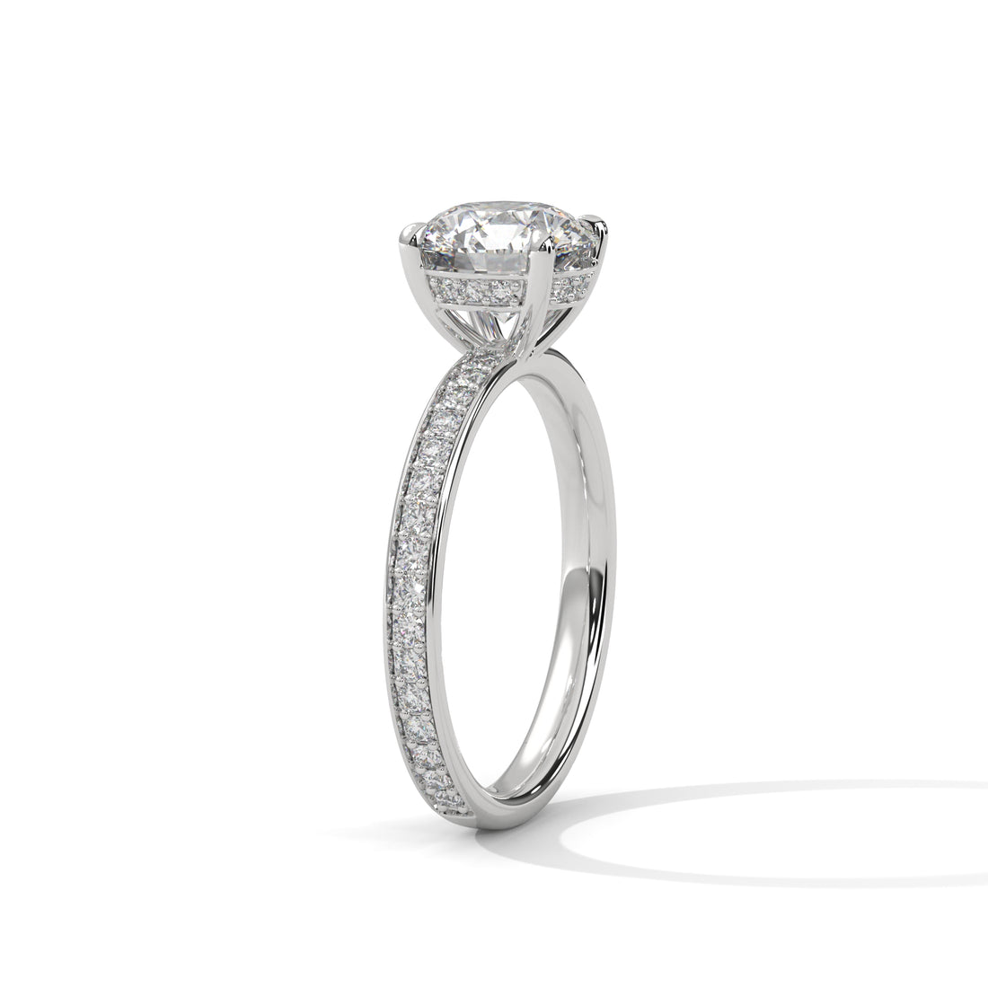 Rose Gold Round Cut Solitaire Hidden Halo Pavé Engagement & Anniversary Ring