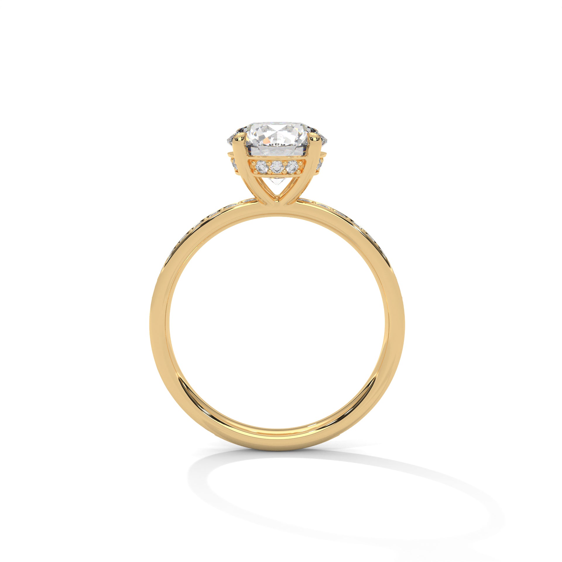 Rose Gold Round Cut Solitaire Hidden Halo Pavé Engagement & Anniversary Ring