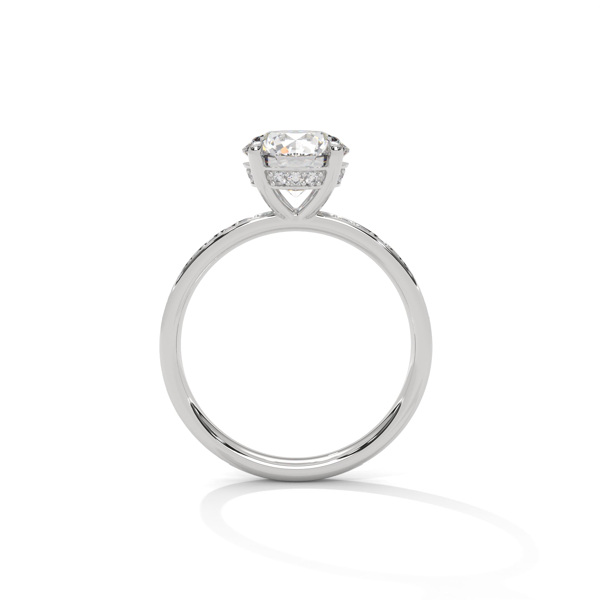 Rose Gold Round Cut Solitaire Hidden Halo Pavé Engagement & Anniversary Ring