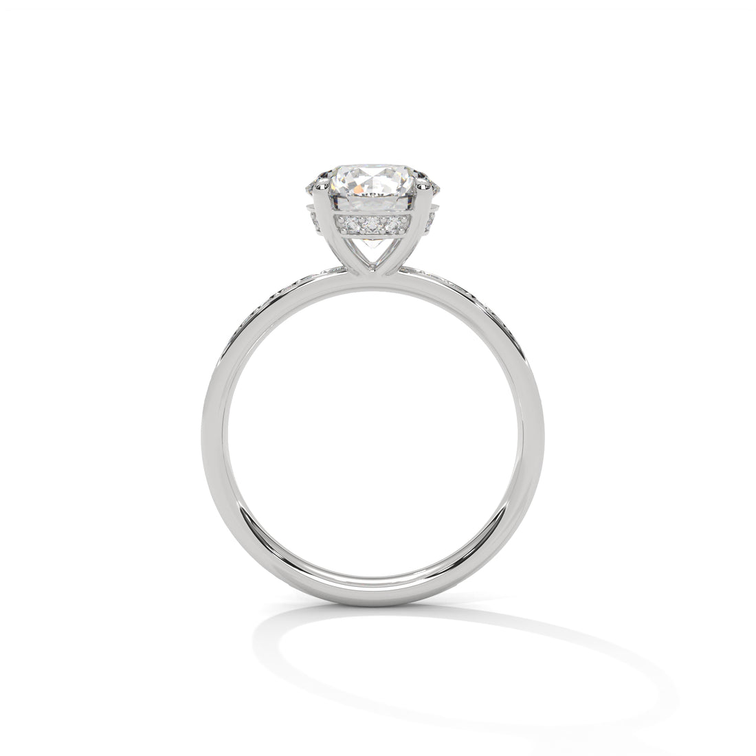 Rose Gold Round Cut Solitaire Hidden Halo Pavé Engagement & Anniversary Ring
