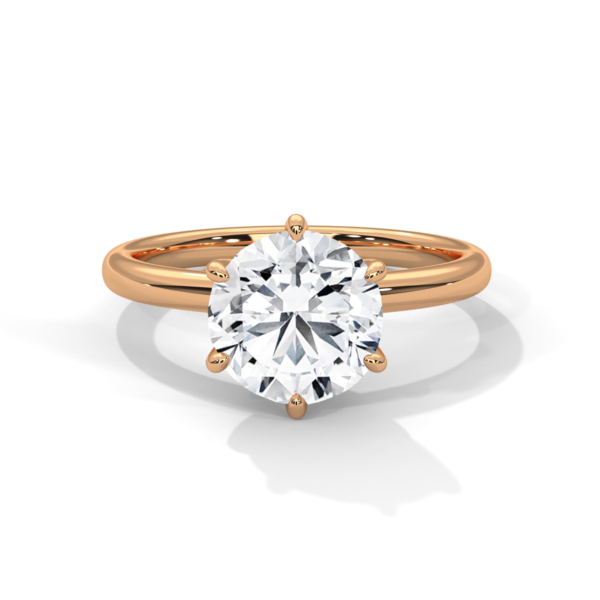 Rose Gold Round Cut Classic Six-Prong Solitaire Engagement & Anniversary Ring