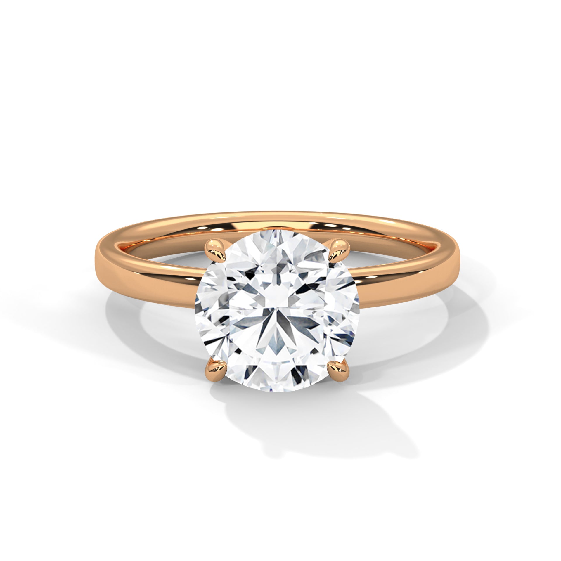 Rose Gold Round Cut Classic Four-Prong Solitaire Engagement & Anniversary Ring