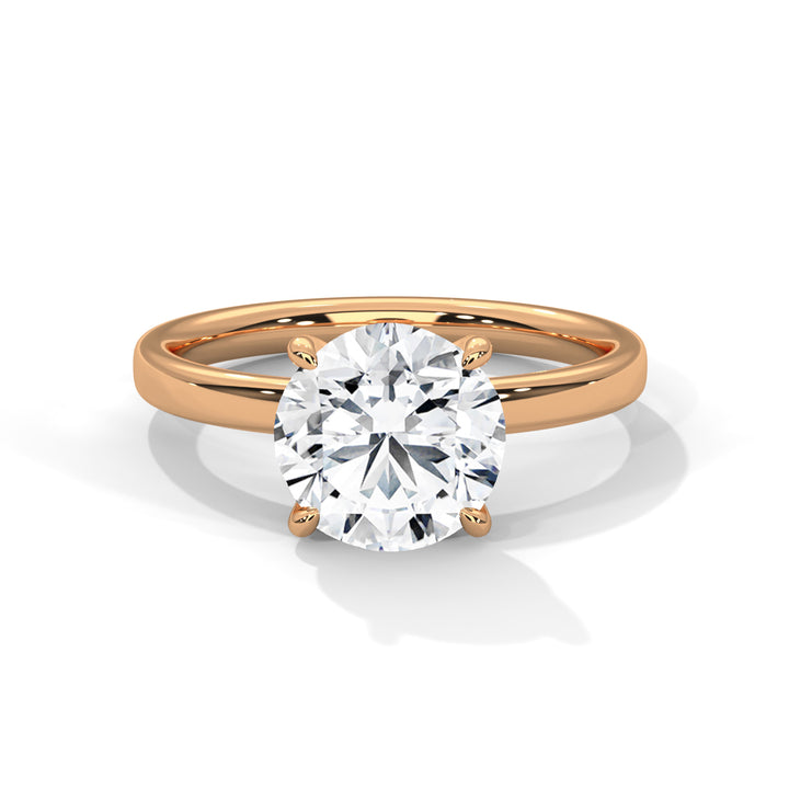 Rose Gold Round Cut Classic Four-Prong Solitaire Engagement & Anniversary Ring
