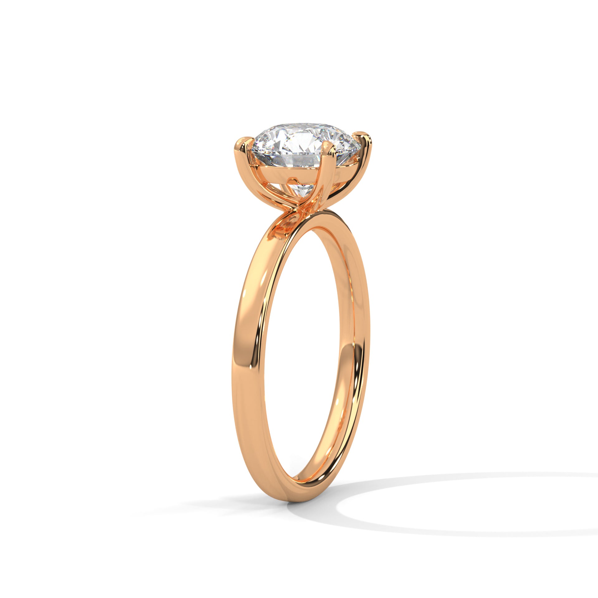Rose Gold Round Cut Classic Four-Prong Solitaire Engagement & Anniversary Ring