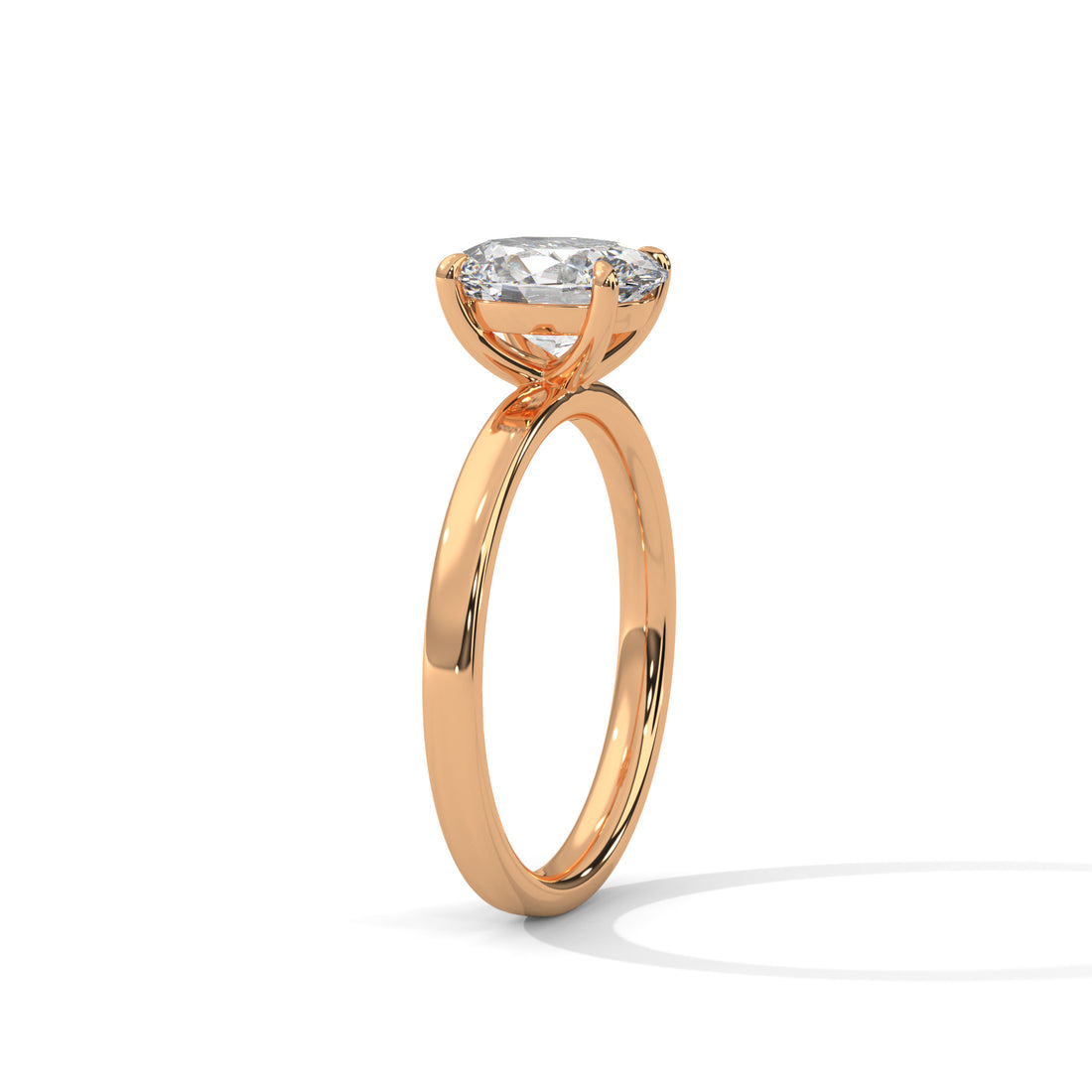 Rose Gold Oval Cut Classic Four-Prong Solitaire Engagement & Anniversary Ring