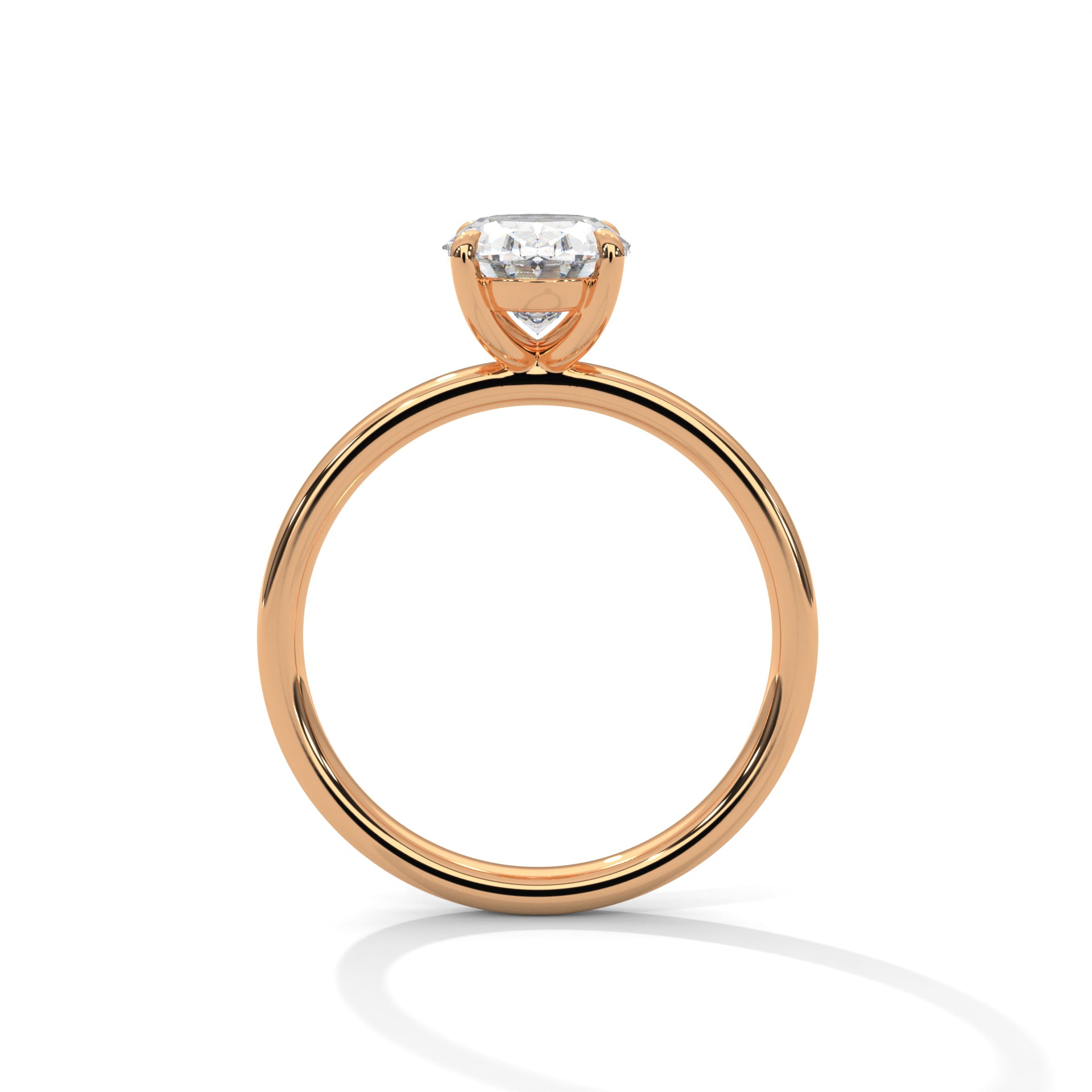 Rose Gold Oval Cut Classic Four-Prong Solitaire Engagement & Anniversary Ring