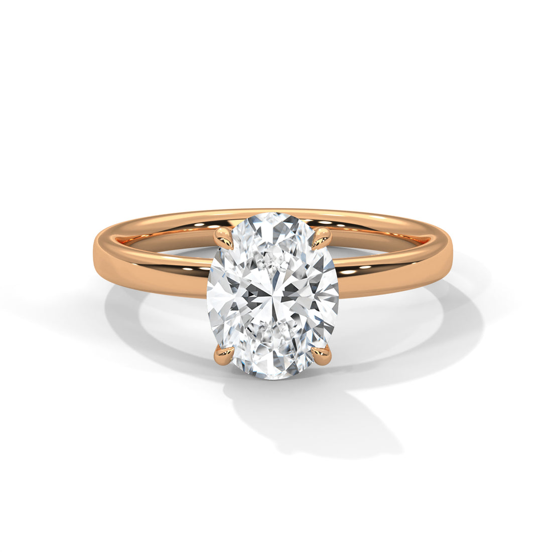 Rose Gold Oval Cut Classic Four-Prong Solitaire Engagement & Anniversary Ring