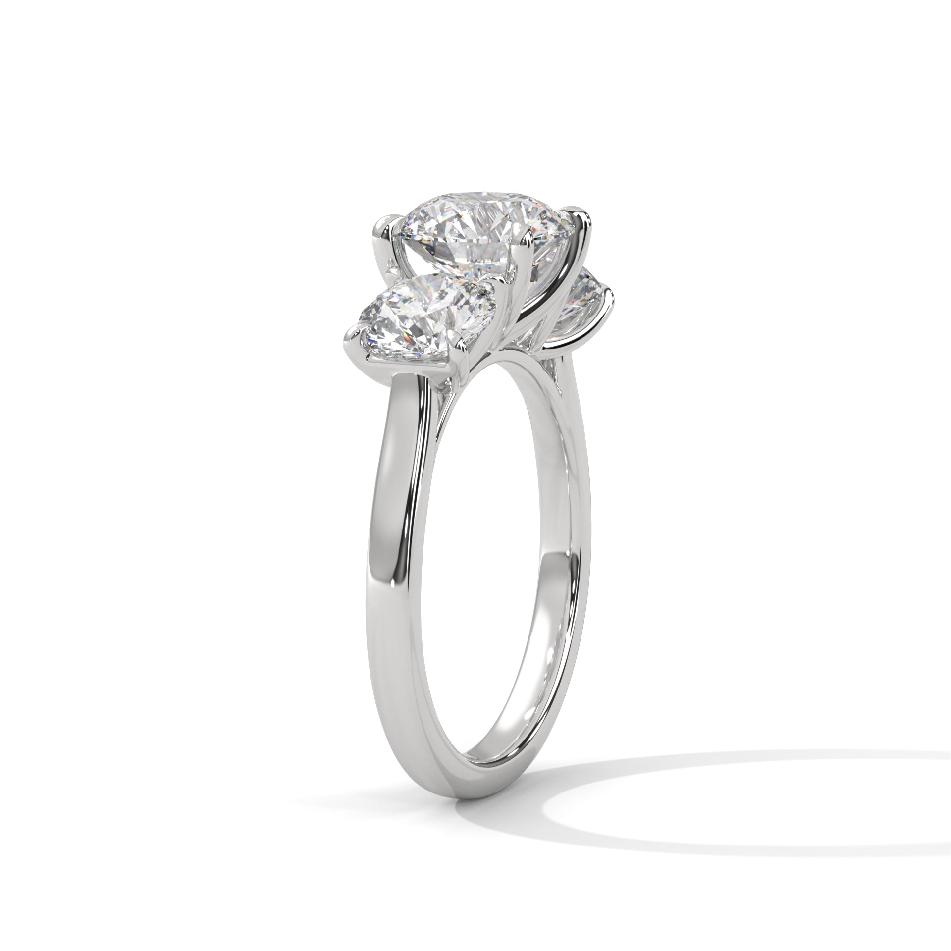Rose Gold Round Cut Three Stone Classic Trilogy Engagement & Anniversary Ring