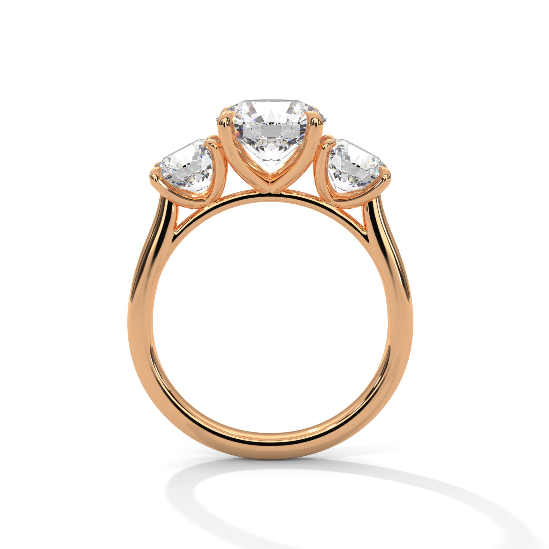 Rose Gold Round Cut Three Stone Classic Trilogy Engagement & Anniversary Ring