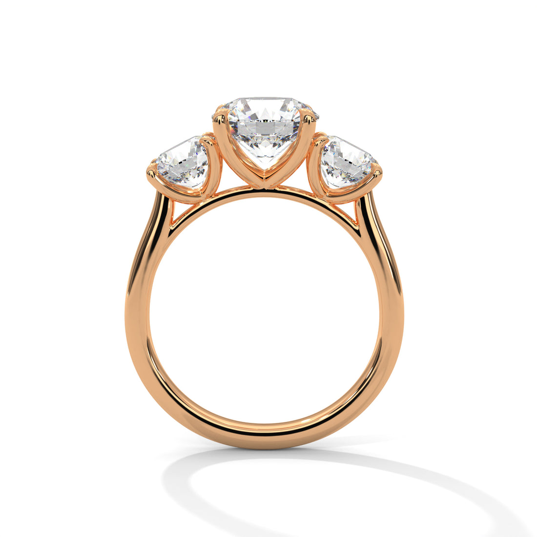 Rose Gold Round Cut Three Stone Classic Trilogy Engagement & Anniversary Ring