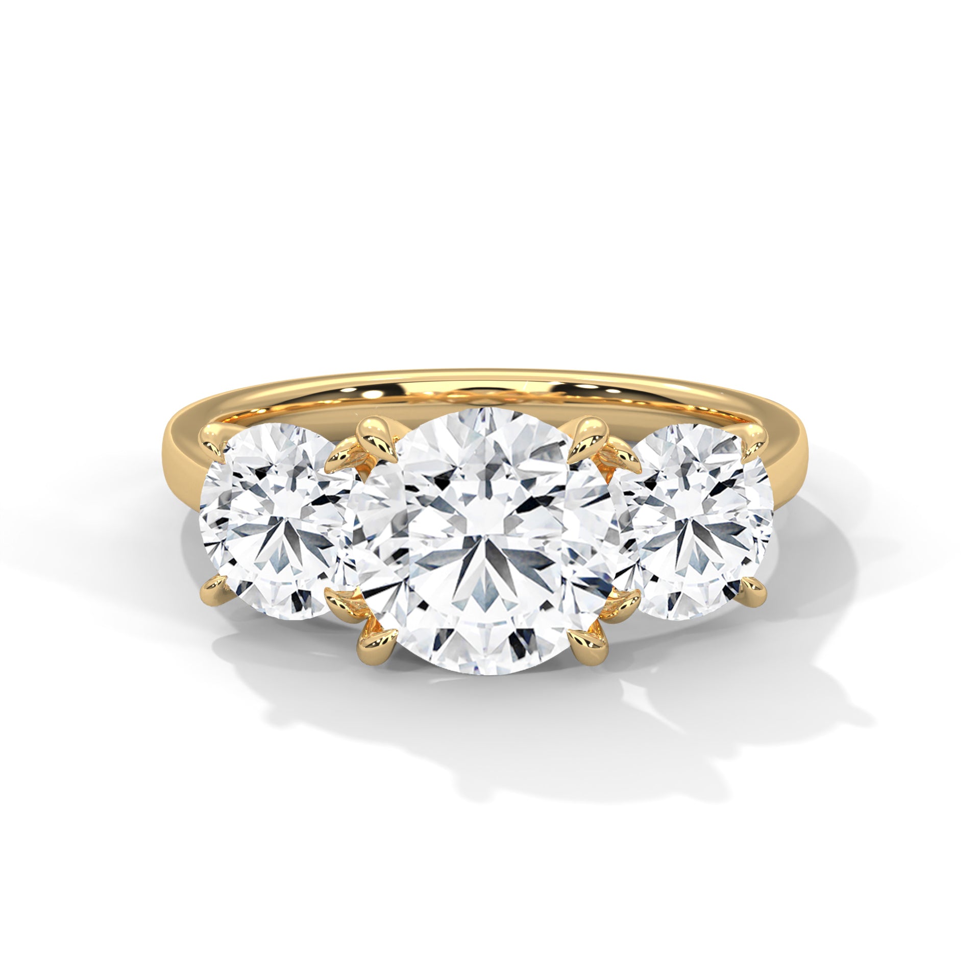 Rose Gold Round Cut Three Stone Classic Trilogy Engagement & Anniversary Ring