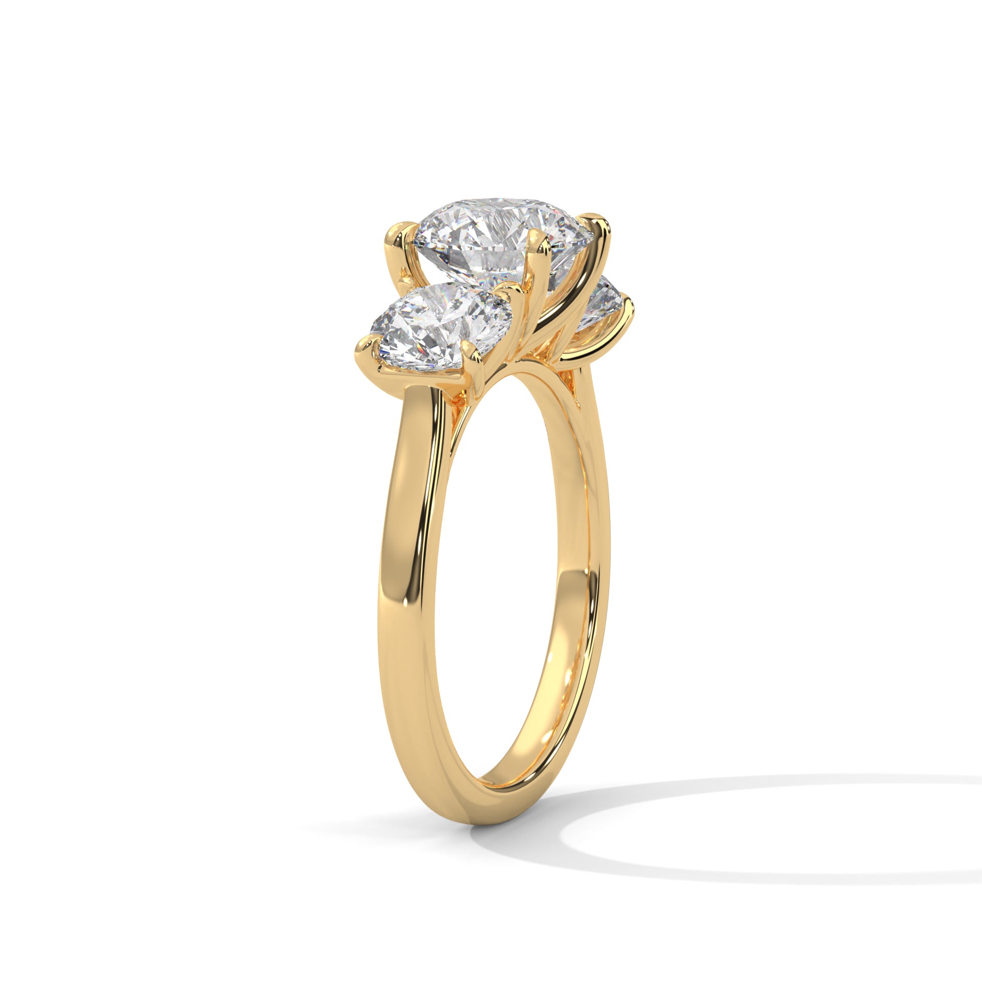 Rose Gold Round Cut Three Stone Classic Trilogy Engagement & Anniversary Ring