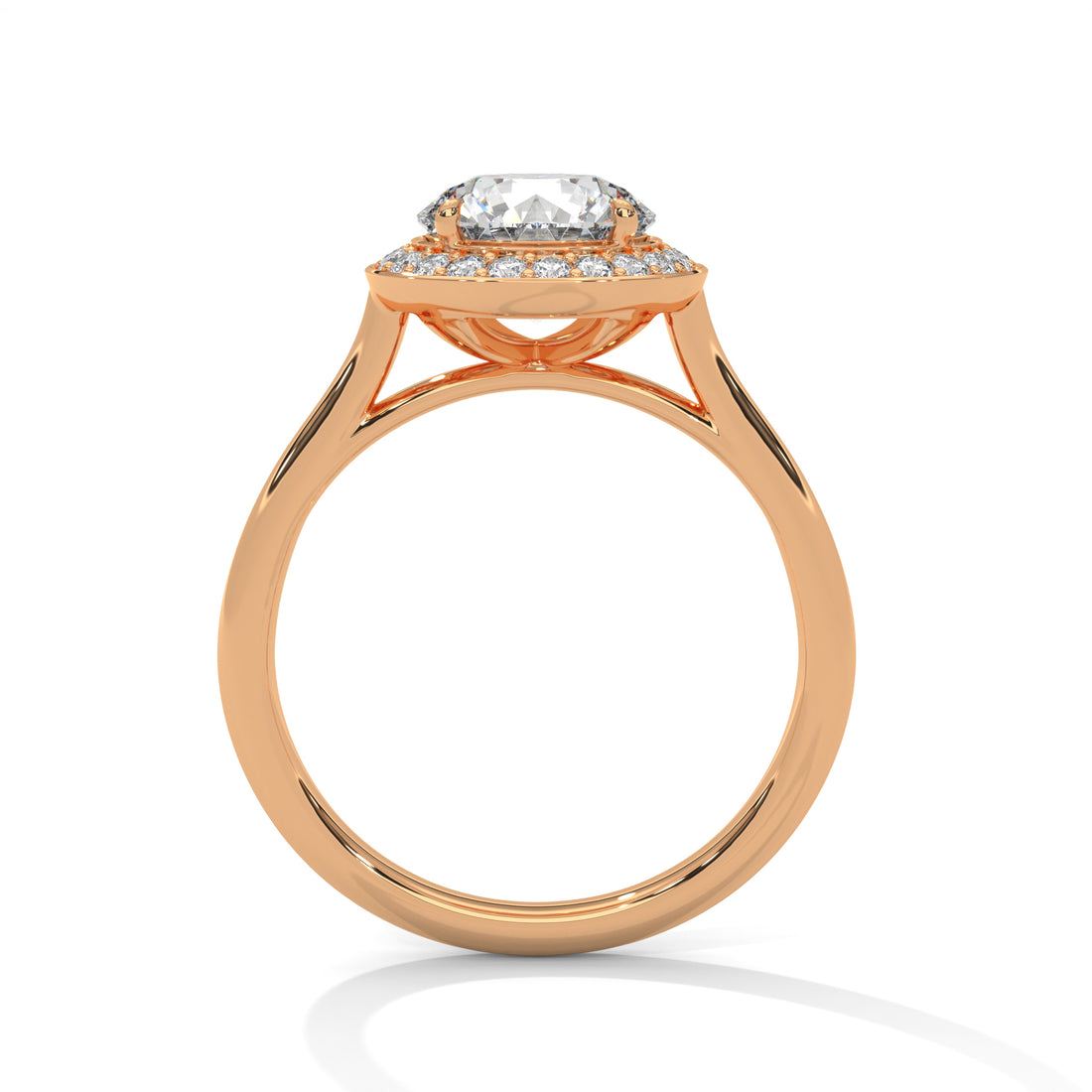 Rose Gold Round Cut Solitaire Framed Halo Engagement & Anniversary Ring