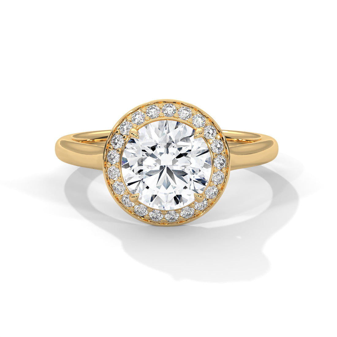 Rose Gold Round Cut Solitaire Framed Halo Engagement & Anniversary Ring