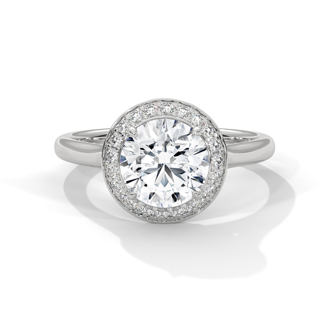 Rose Gold Round Cut Solitaire Framed Halo Engagement & Anniversary Ring