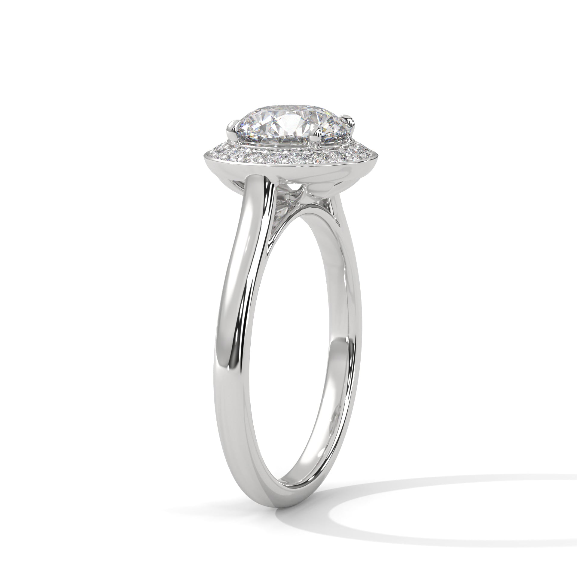 Rose Gold Round Cut Solitaire Framed Halo Engagement & Anniversary Ring