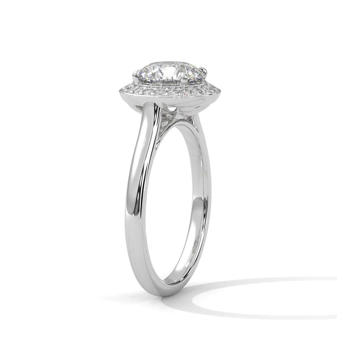 Rose Gold Round Cut Solitaire Framed Halo Engagement & Anniversary Ring