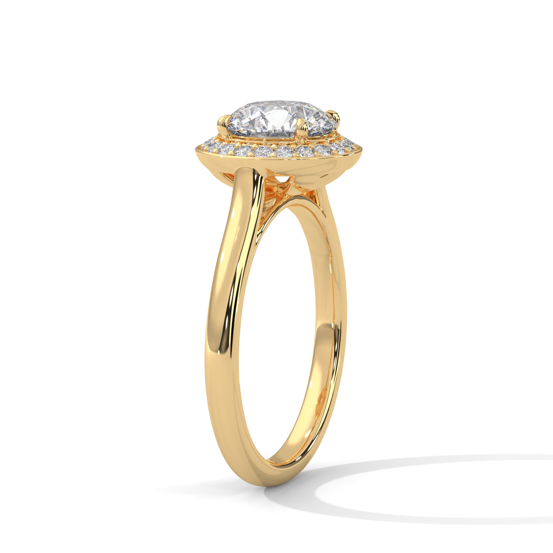 Rose Gold Round Cut Solitaire Framed Halo Engagement & Anniversary Ring