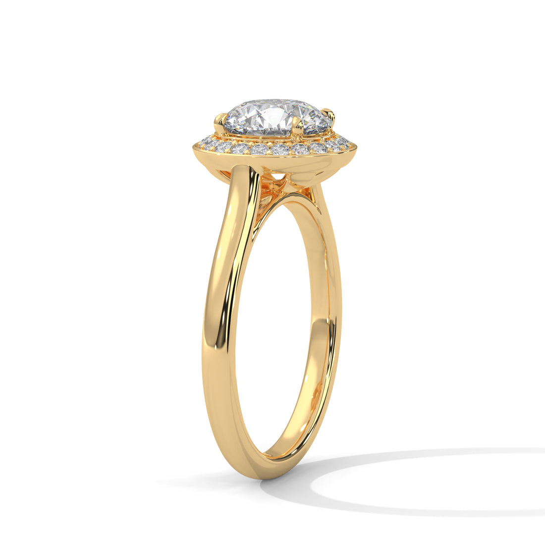 Rose Gold Round Cut Solitaire Framed Halo Engagement & Anniversary Ring
