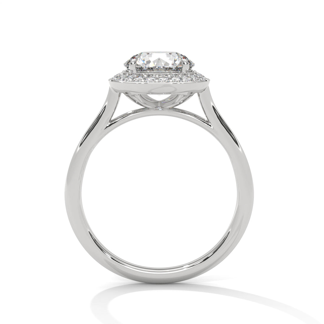 Rose Gold Round Cut Solitaire Framed Halo Engagement & Anniversary Ring