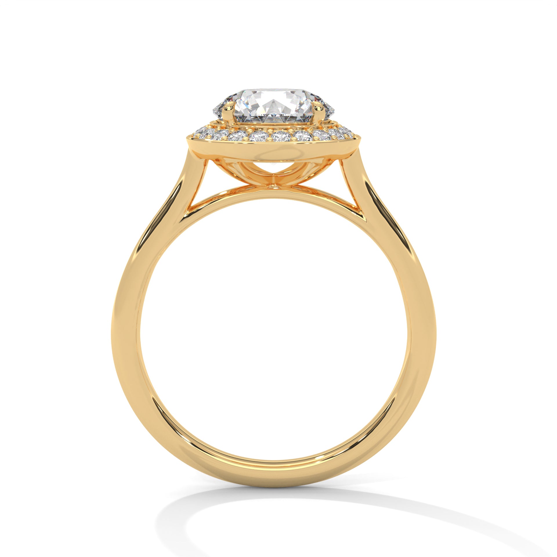 Rose Gold Round Cut Solitaire Framed Halo Engagement & Anniversary Ring