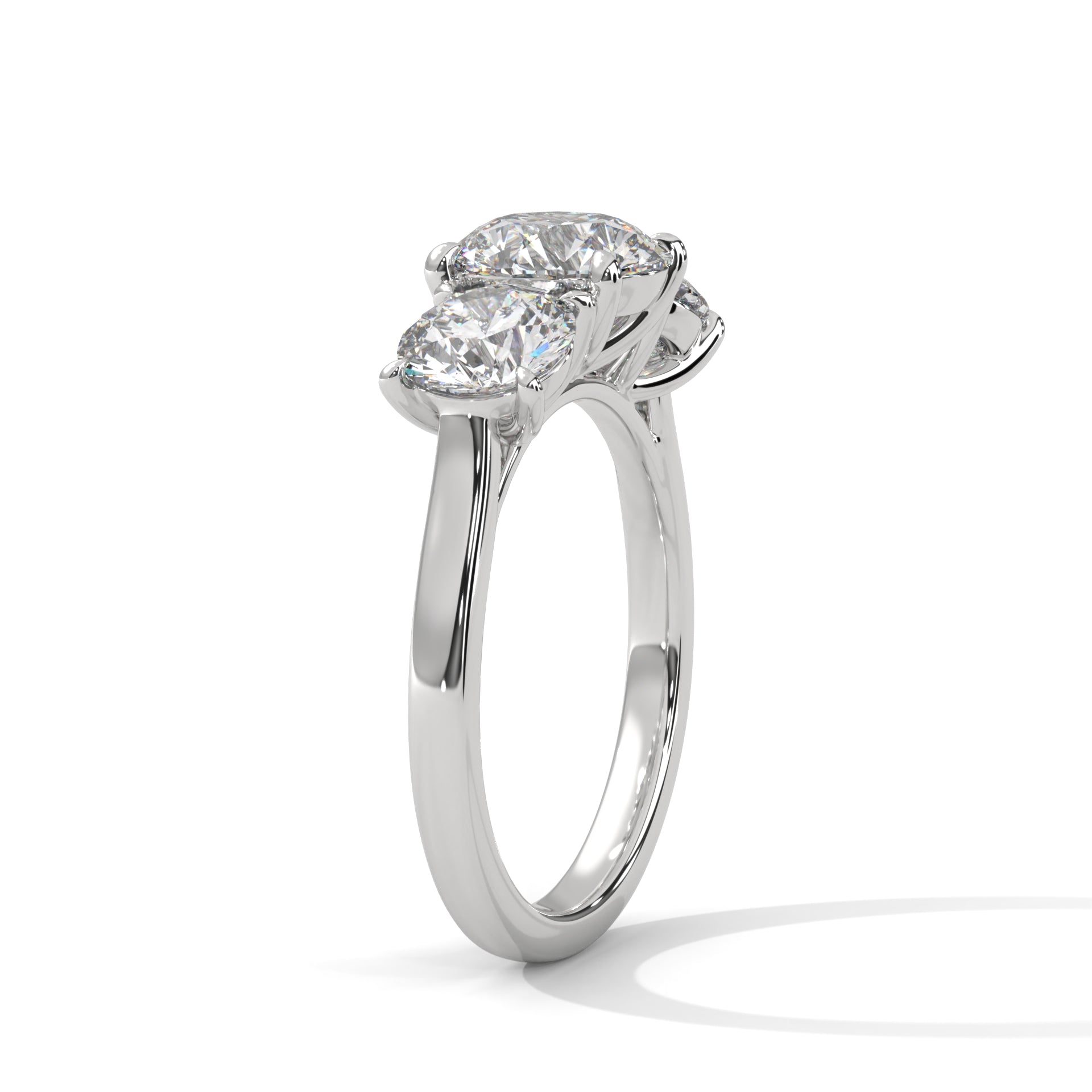 Rose Gold Round Cut Three Stone Classic Trilogy Engagement & Anniversary Ring