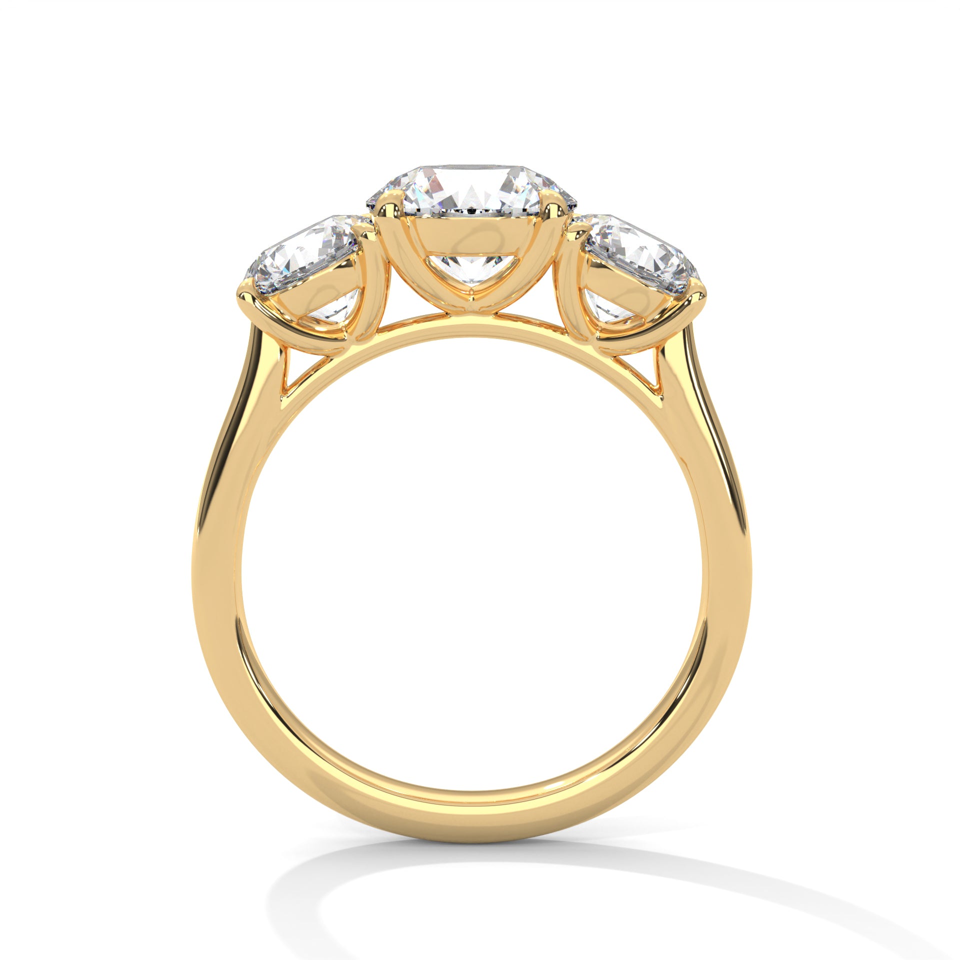 Rose Gold Round Cut Three Stone Classic Trilogy Engagement & Anniversary Ring