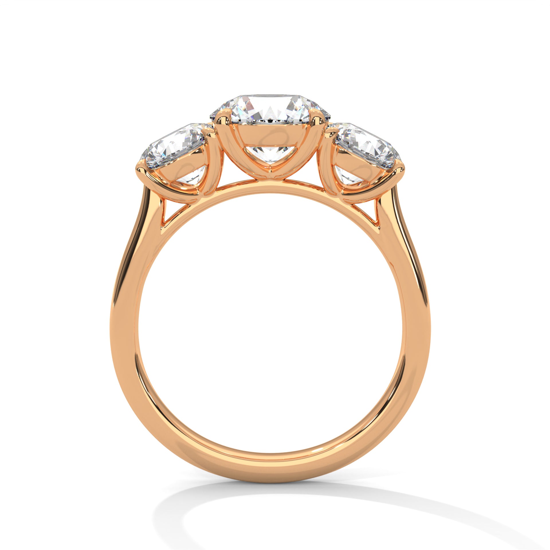 Rose Gold Round Cut Three Stone Classic Trilogy Engagement & Anniversary Ring